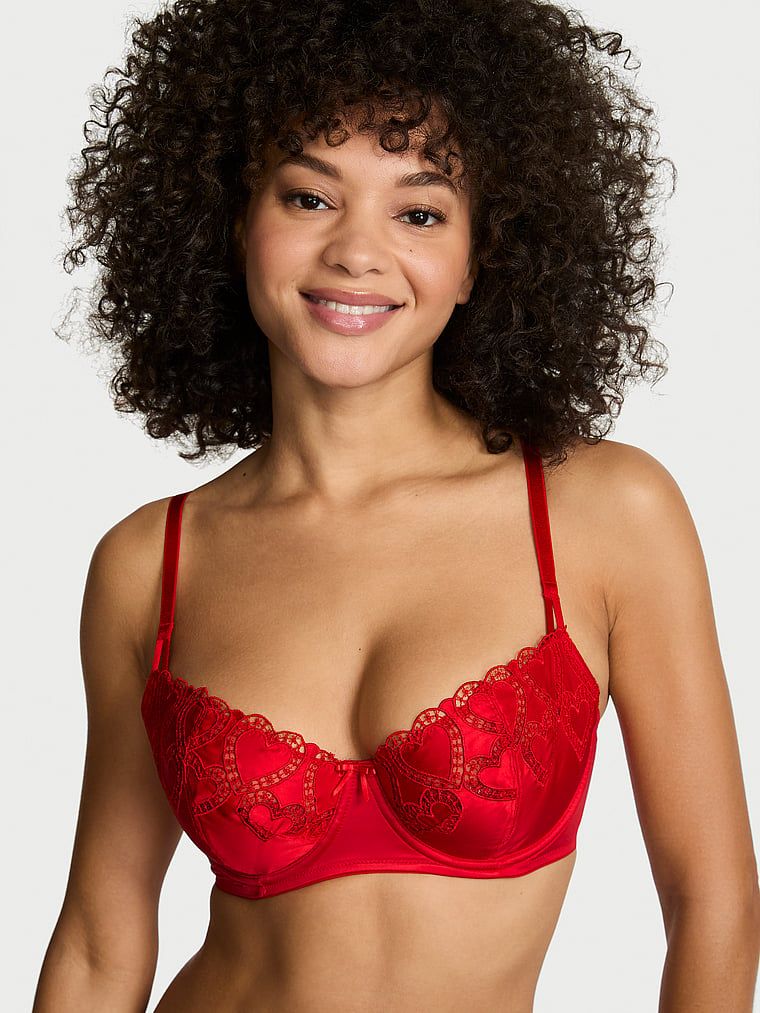 Dream Angels Sutien Balconette Wicked cu broderie Heartbeat, fără căptușeală