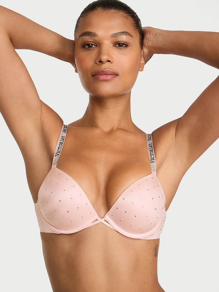 Very Sexy Sutien Push-Up cu puncte și bretele strălucitoare