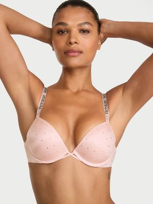 Very Sexy Sutien Push-Up cu puncte și bretele strălucitoare