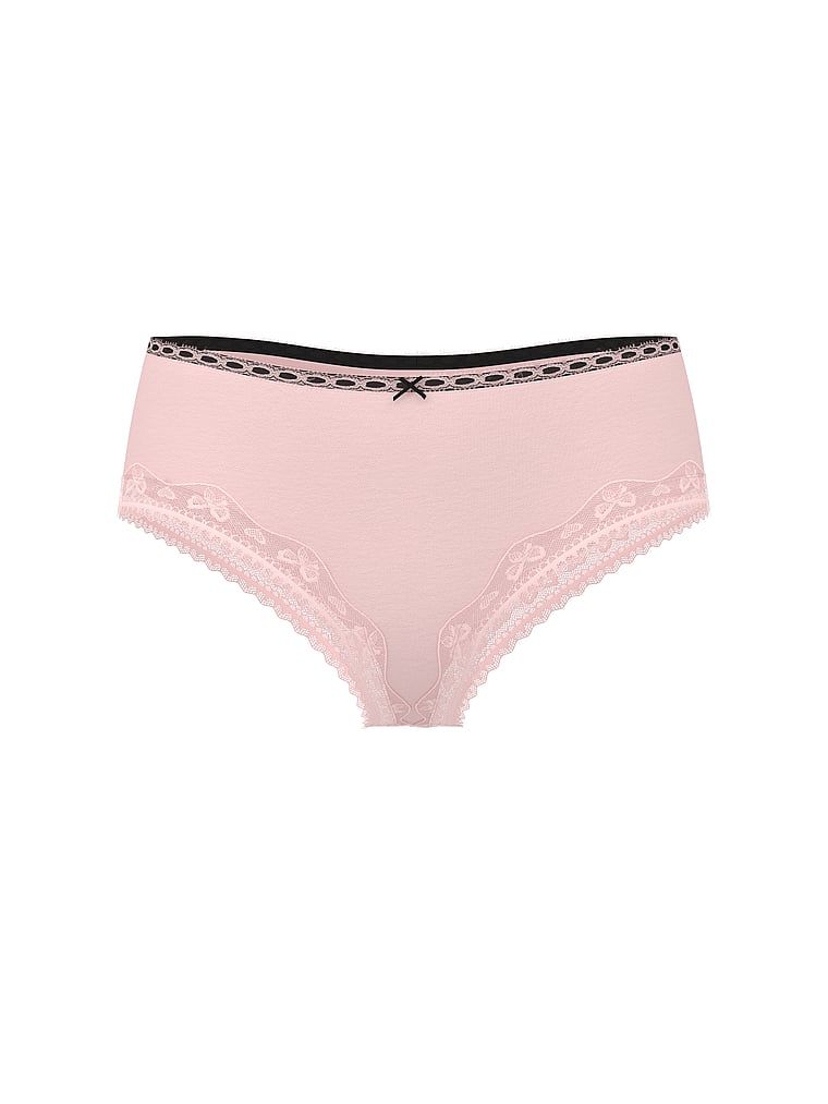 Chiloți din bumbac cu margini de dantelă cu fundă. Produsul este roz și provine din colecția Lace Trim.