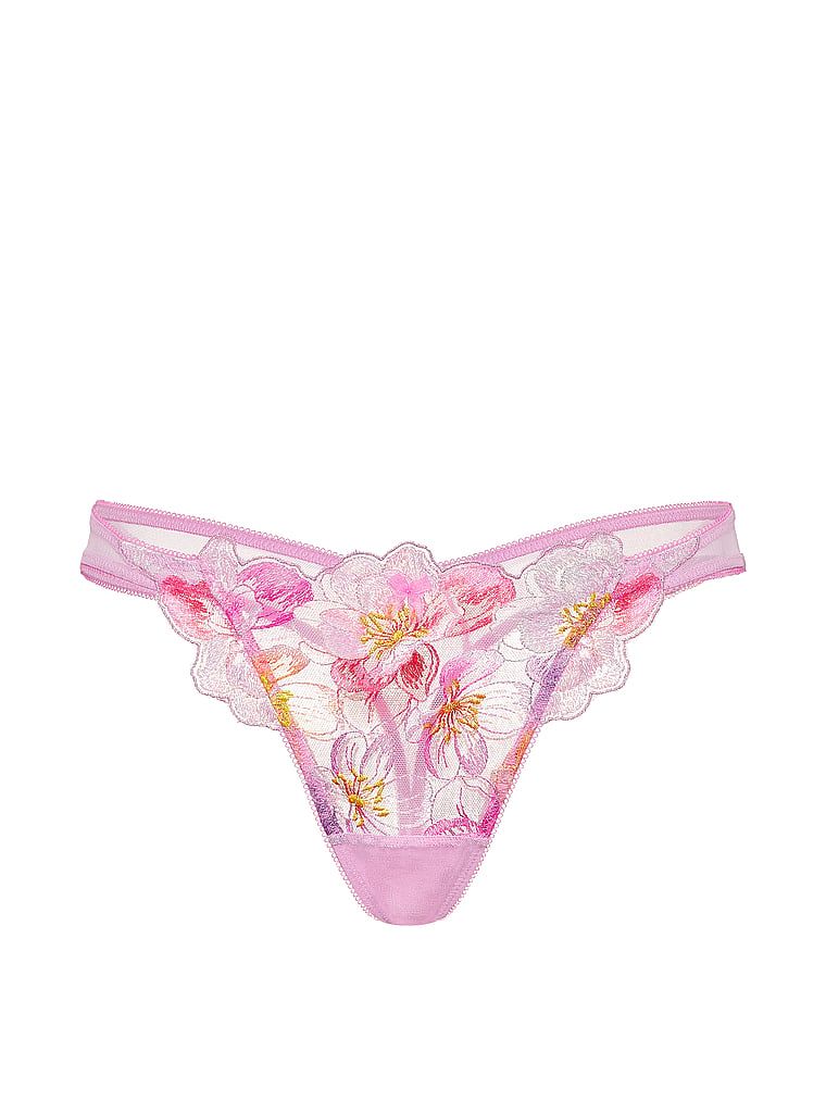 Tanga cu broderie în acuarelă. Produsul este modelat și provine din colecția Dream Angels.