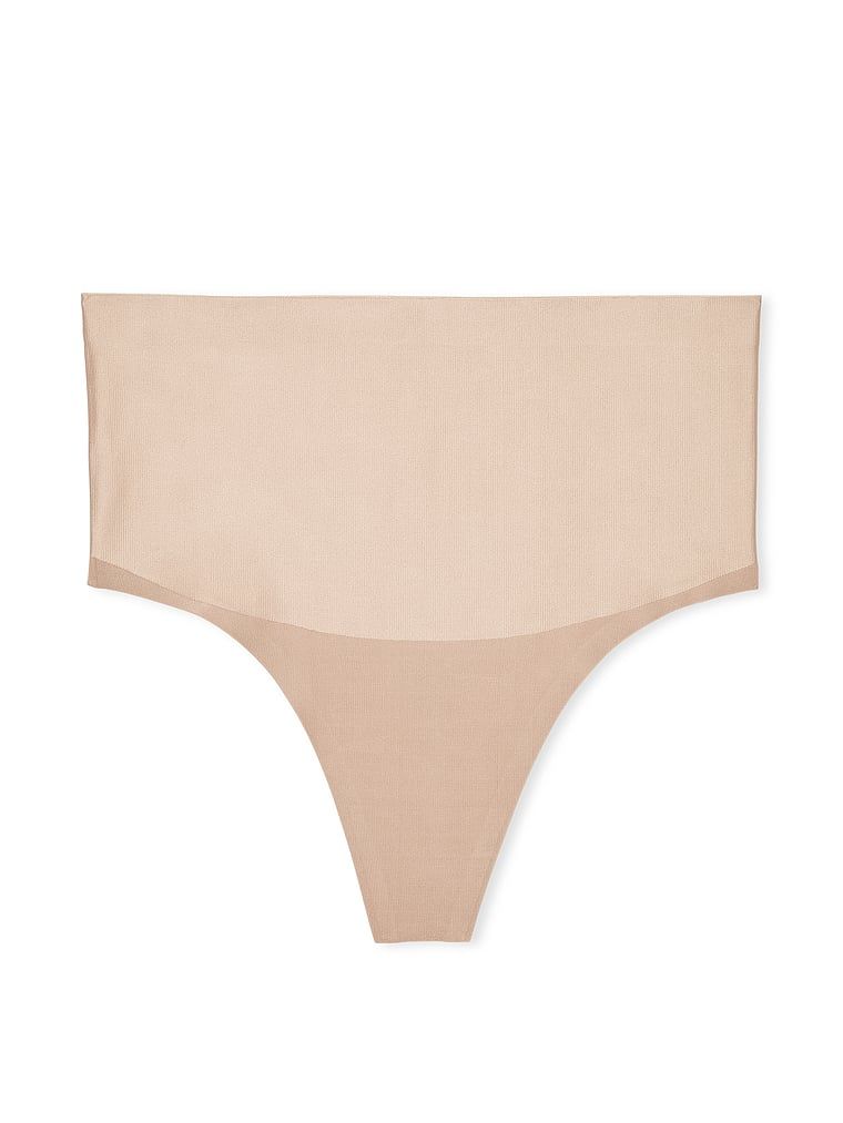 Tanga modelatoare cu talie înaltă Smoothing Shimmer. Produsul este bej și provine din colecția Body by Victoria.