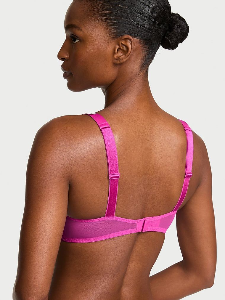 Sutien cu dantelă push-up care mărește pentru 2 mărimi Bombshell Shine Strap. Produsul este roz și provine din colecția Very Sexy.