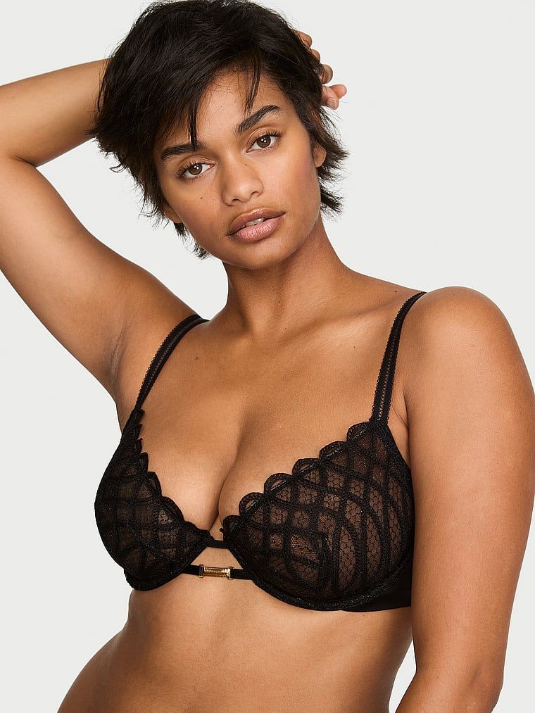 Very Sexy Sutien Demi cu broderie Viper, fără căptușeală