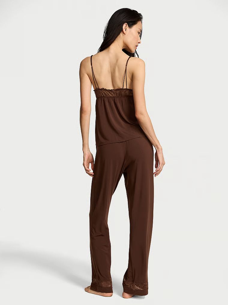 Pijamale modale - o bluză cu bretele și pantaloni lungi SoSoft. Produsul este de culoare maro și provine din colecția Victoria's Secret.