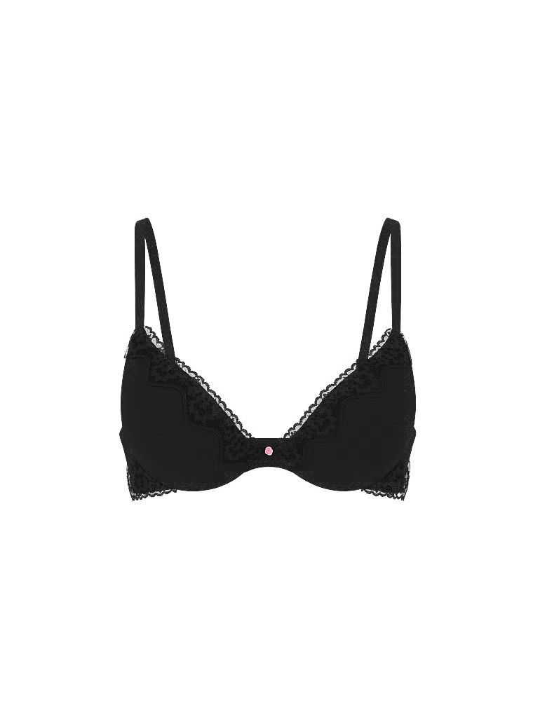 Sutien de bumbac push-up Perfect Shape Shadow Stripe. Produsul este negru și provine din colecția de tricouri.