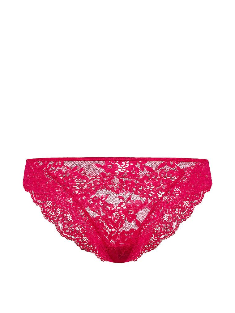 Chiloți bikini din dantelă. Produsul este roz și provine din colecția Dream Angels.