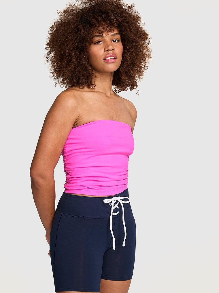 Top bandeau cu fronseuri laterale All-Day Cotton