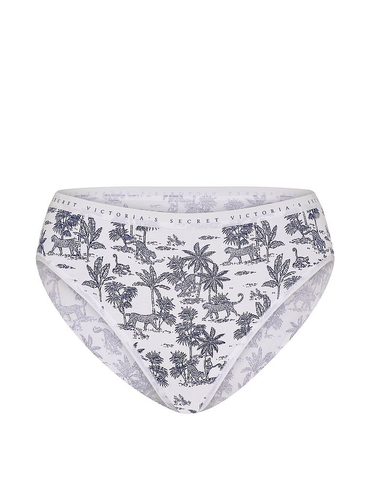 Chiloți din bumbac cu picioare înalte, pantaloni scurti cu picior înalt. Produsul este modelat și provine din colecția Victoria's Secret.