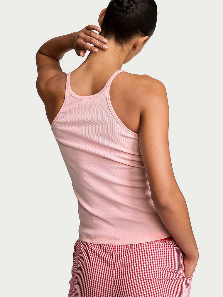 Topul de dormit din bumbac mix & match. Produsul este roz și provine din colecția Victoria's Secret.