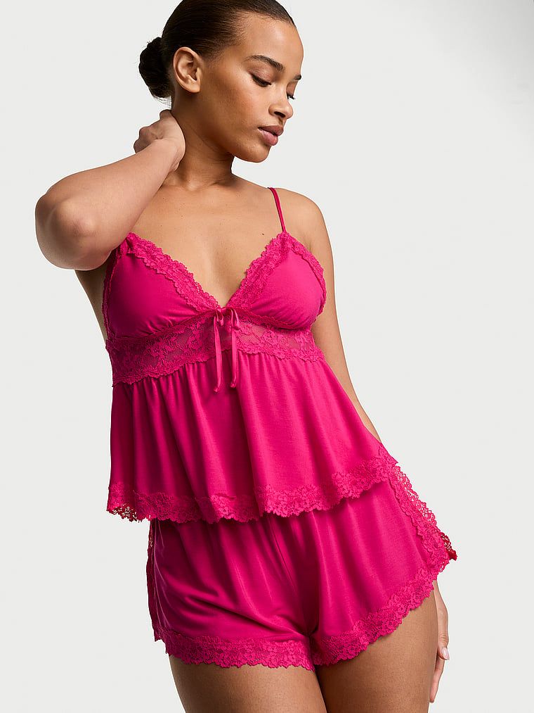 Victoria's Secret Set cami și șort SoSoft cu margine din dantelă, din modal