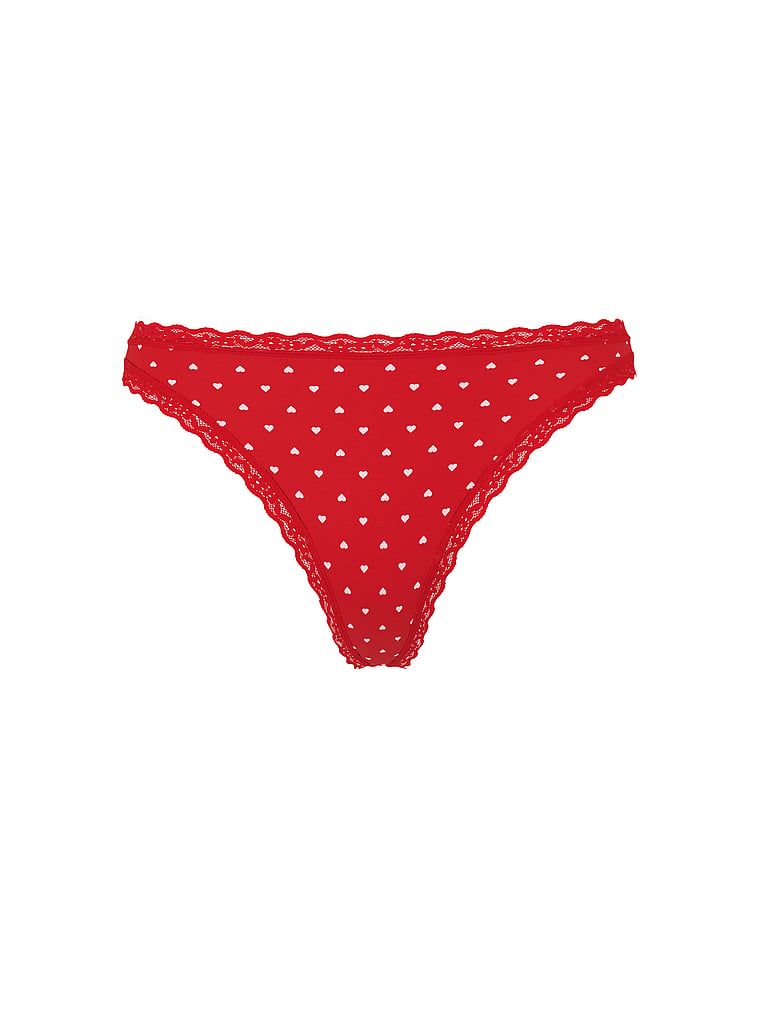 Tanga de bumbac cu dantelă pe margini: talie din dantelă. Produsul este modelat și provine din colecția Lace Trim.