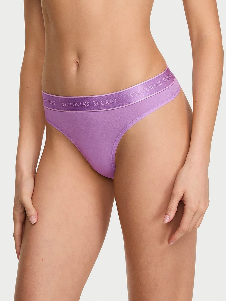 Cotton Chiloți tanga din bumbac elastic cu logo