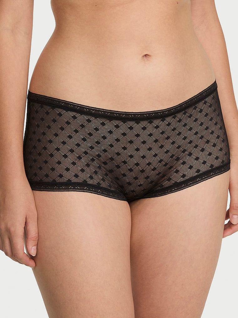 Lacie Chiloți Boyshort cu talie joasă, din dantelă, cu model geometric cu buline