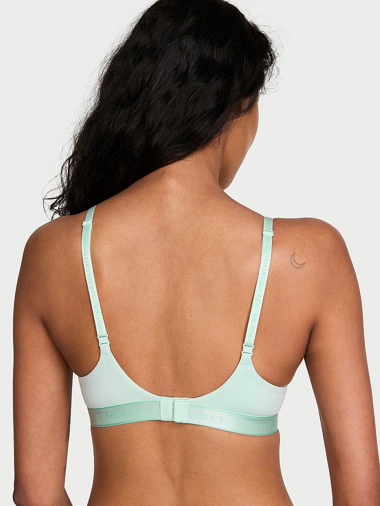 Sutien de bumbac push-up Perfect Shape. Produsul este de culoare verde și provine din colecția de tricouri.