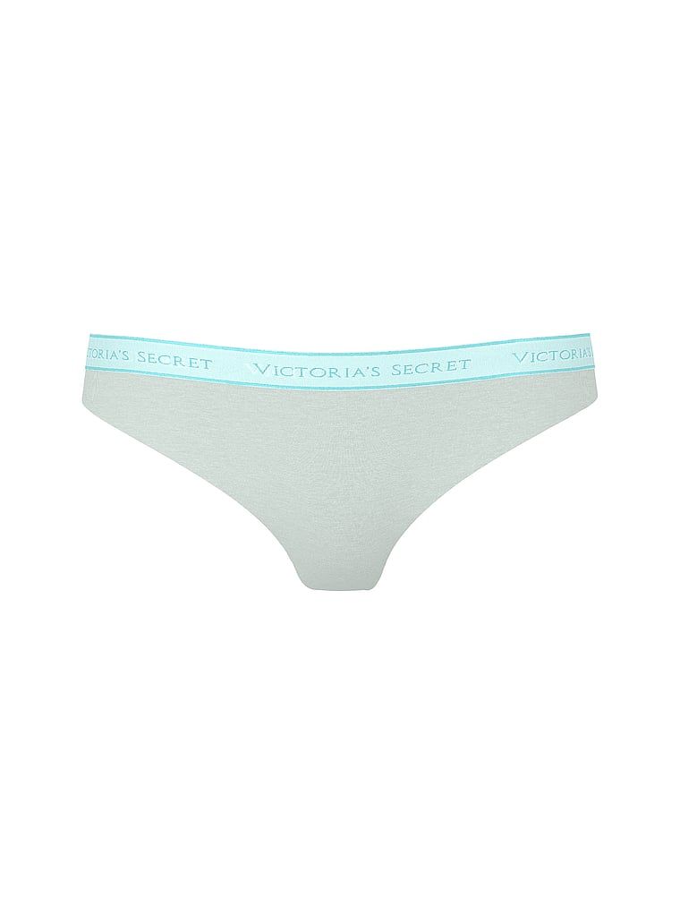 Tanga de bumbac cu logo la talie. Produsul este de culoare verde și provine din colecția Bumbac.