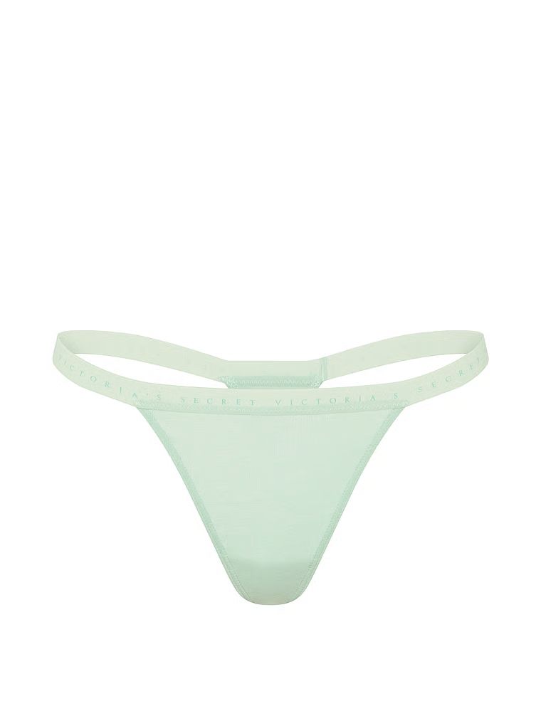 Tanga de bumbac elastic. Produsul este albastru și provine din colecția Victoria's Secret.