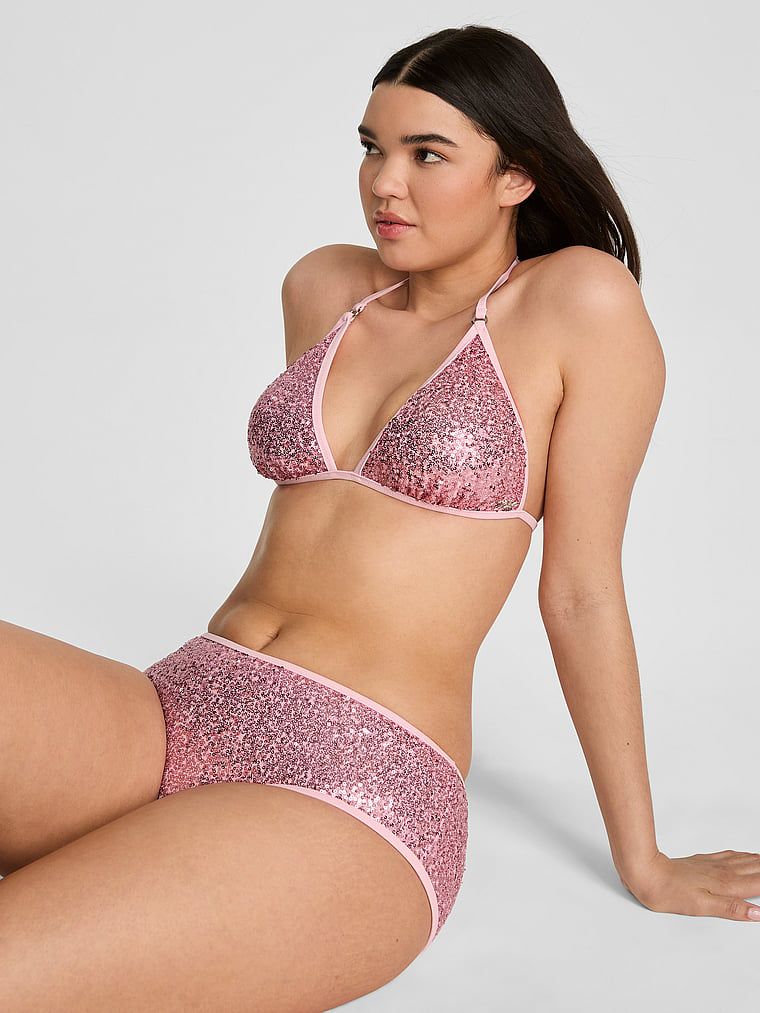 Top bikini triunghiular cu șnururi