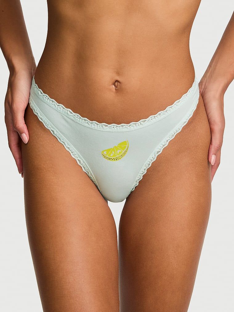 Lace Trim Chiloți Tanga din bumbac cu betelie din dantelă