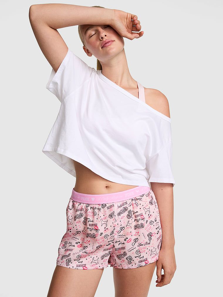 Pantaloni scurți de pijama mătăsoși, croială boxy Silky Sleep