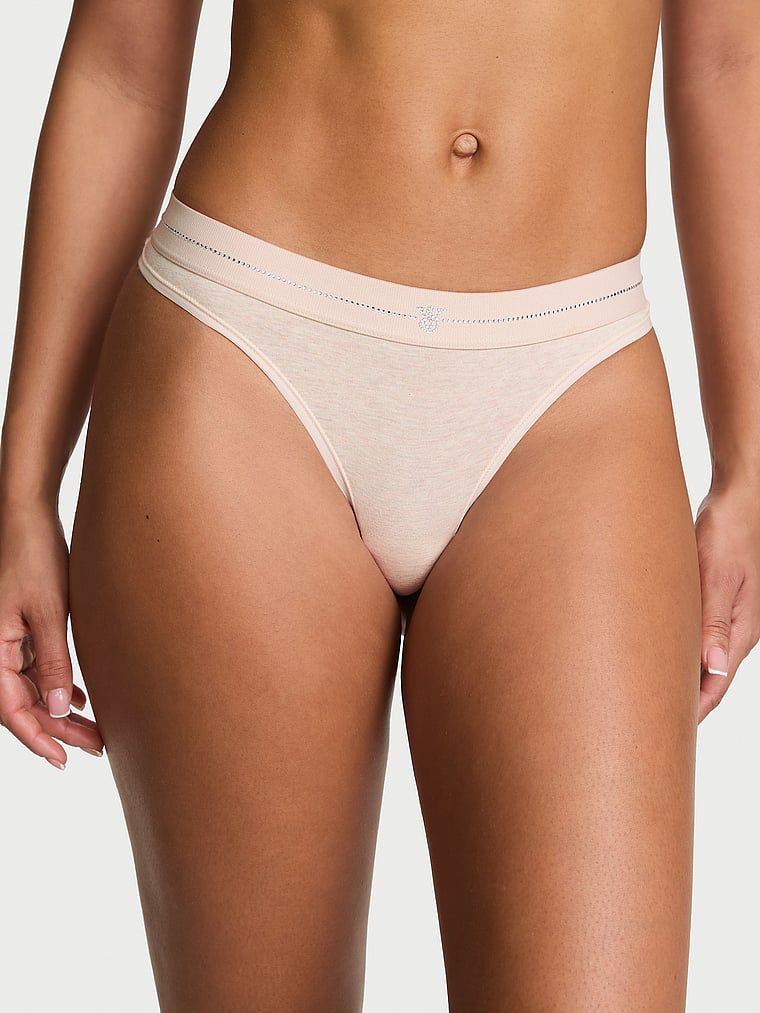 Cotton Chiloți Tanga cu logo strălucitor, din bumbac