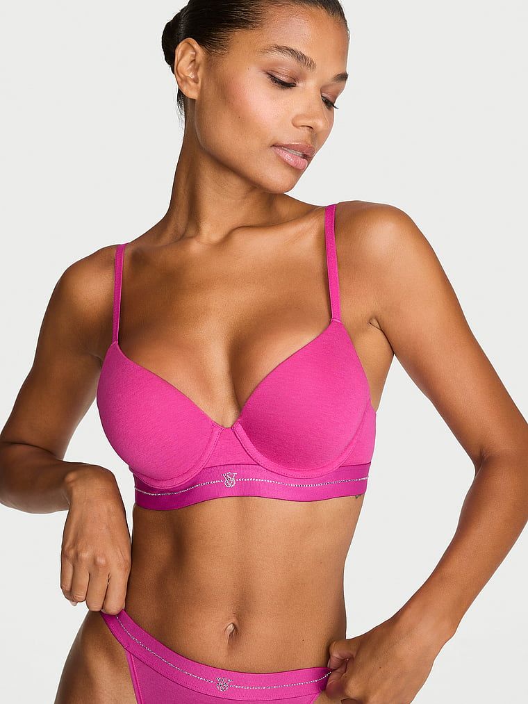 T-shirt Sutien cu Push-Up din bumbac Perfect Shape Signature Shine