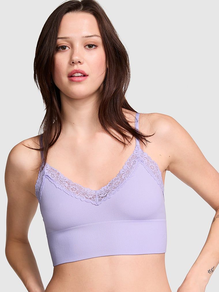 Bustieră Bralette Longline cu nervuri, fără căptușeală și cusături