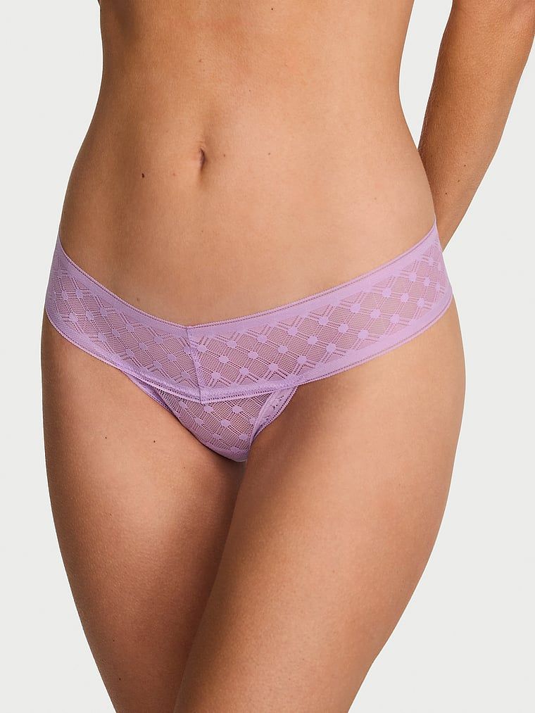 Lacie Chiloți Tanga din dantelă, cu model geometric cu buline