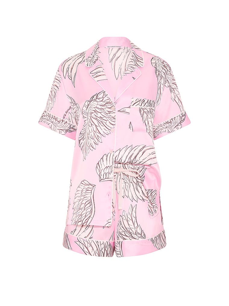 Pijamale din satin cu pantaloni scurți Signature. Produsul are o culoare cu model și provine din colecția Victoria's Secret.