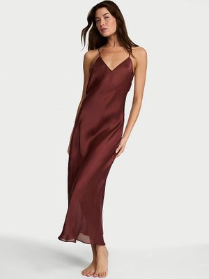Victoria's Secret Cămașă de noapte lungă din satin transparent de lux