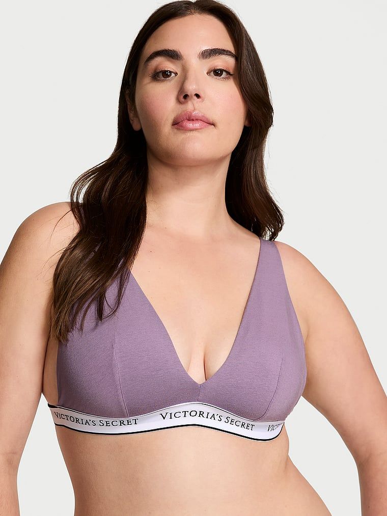 T-shirt Sutien Bralette Plunge din bumbac, fără sârme