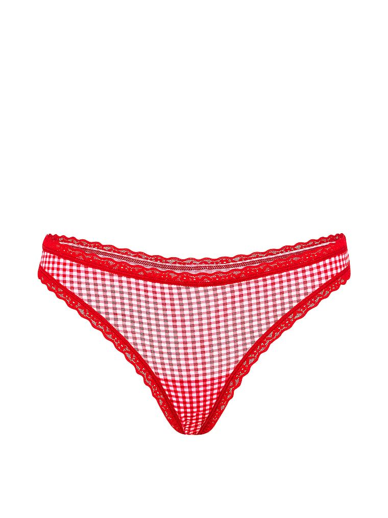 Tanga de bumbac cu dantelă pe margini: talie din dantelă. Produsul este modelat și provine din colecția Lace Trim.