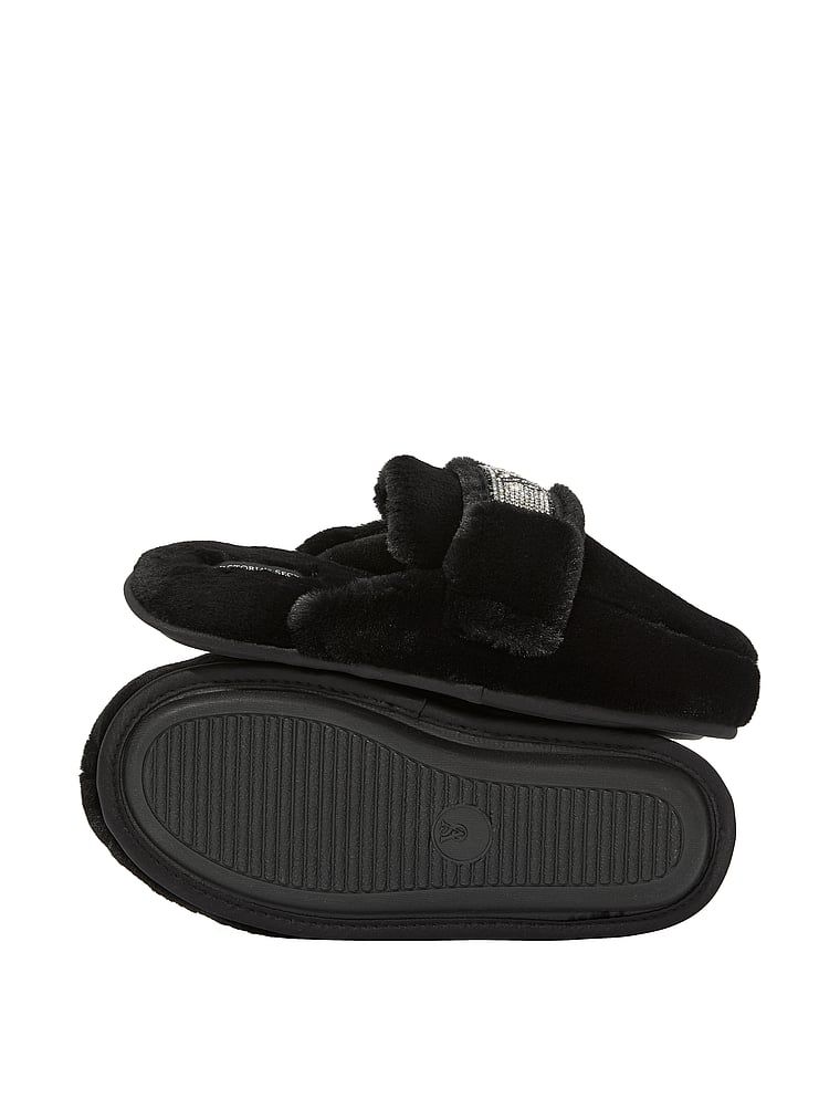 Papuci cu logo Bling Strap strălucitor. Produsul este negru și provine din colecția Body by Victoria.