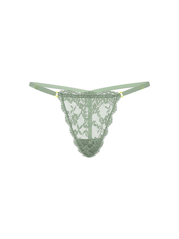 Tanga din dantelă cu bretele reglabile din dantelă V-String. Produsul este verde și provine din colecția Dream Angels.