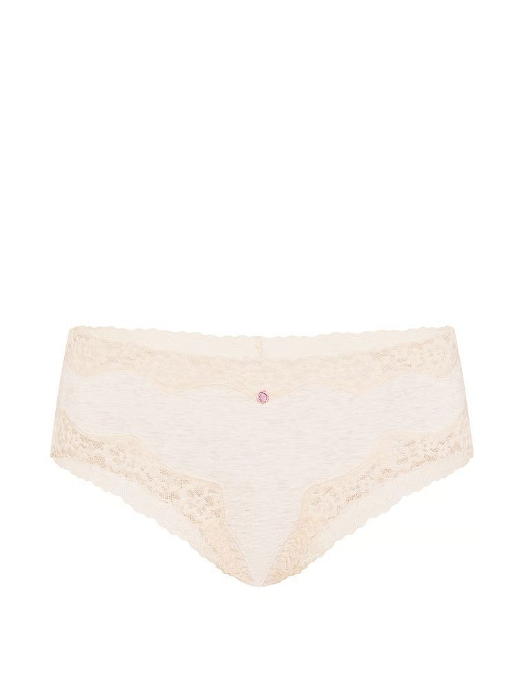 Chiloți de bumbac cu dantelă pe margini, dantelă-talie obraznică. Produsul este bej și provine din colecția Lace Trim.