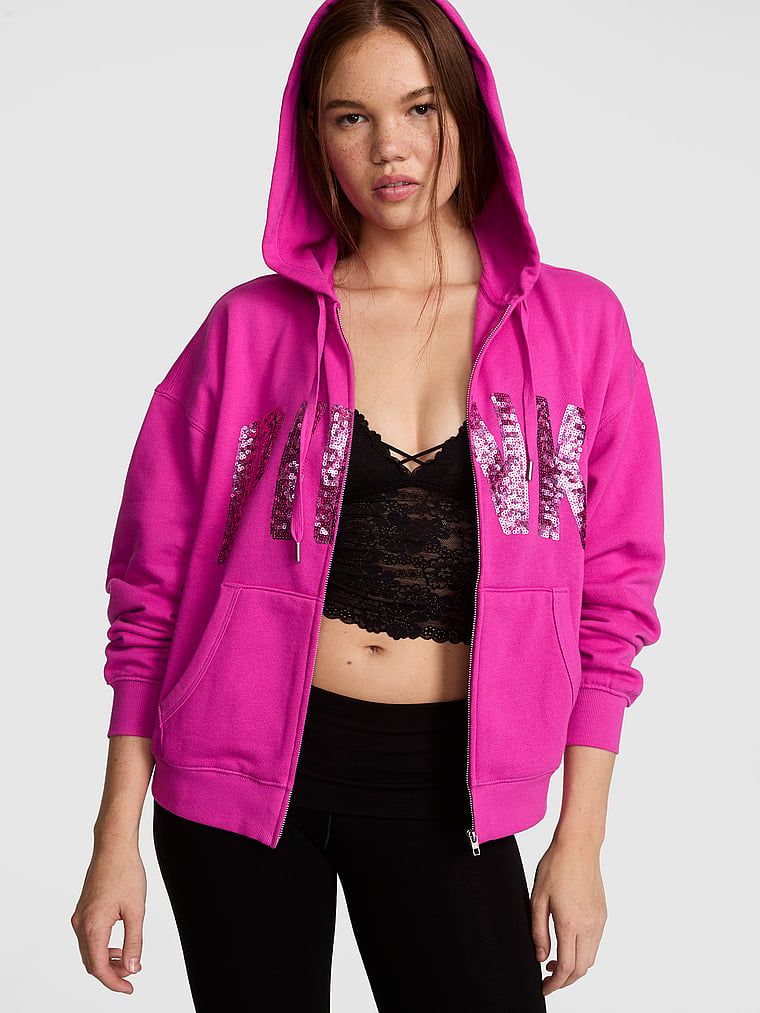 PINK Hanorac Campus Fleece cu fermoar integral