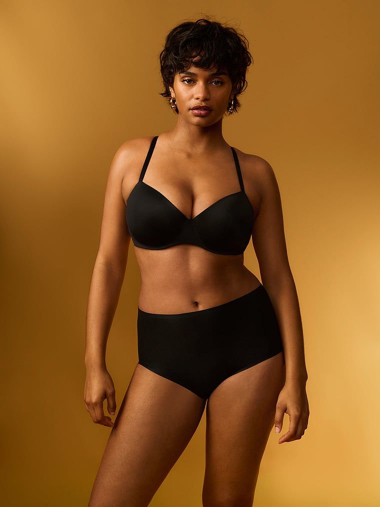 Sutien ușor căptușit, cu balconet FlexFactor. Produsul este negru și provine din colecția Body by Victoria.