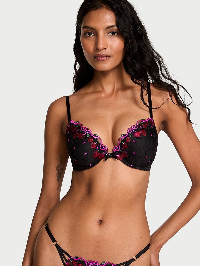 Very Sexy Sutien Push-Up cu broderie Cherry Pop