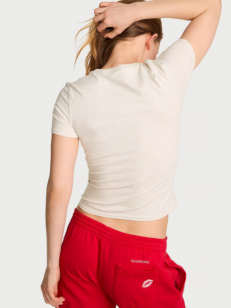 Tricou de bumbac. Produsul este bej și provine din colecția Angel Essentials.