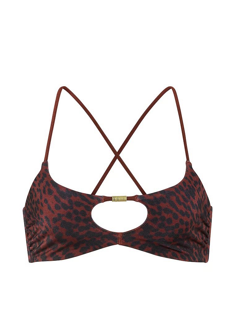 Inele decupate dublu cu top de bikini. Produsul este modelat și provine din colecția Victoria's Secret Swim.