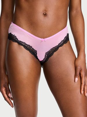 Victoria's Secret Chiloți Cheeky Tease cu croială înaltă pe picior, transparenți, lucioși