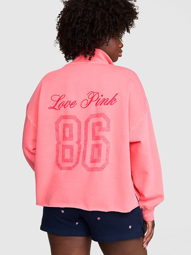 PINK Campus Fleece Cu fermoar 1/4 Straight-Cut Sweatshirt