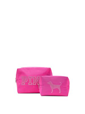 PINK Set de două genți cosmetice cu fermoar superior