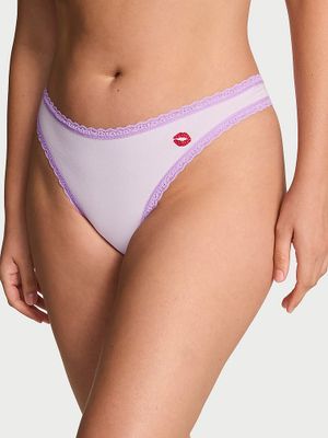 Lace Trim Chiloți Tanga din bumbac cu betelie din dantelă