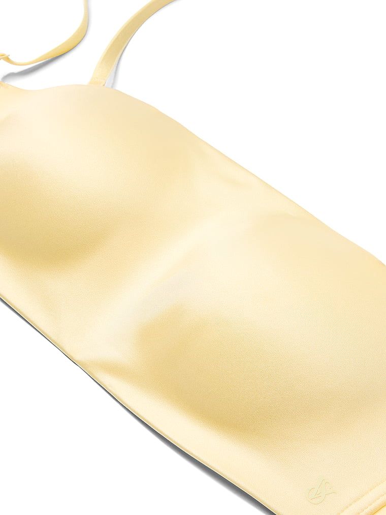 Bandeau fără bretele și sutien push-up cu sârmă. Produsul este de culoare galbenă și provine din colecția Invisible by Victoria's Secret.