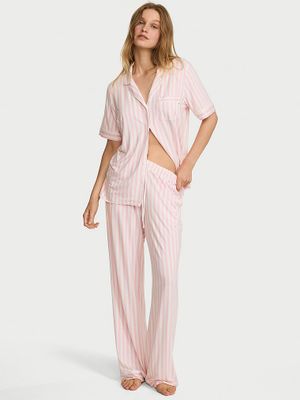 Victoria's Secret Set de pijama cu pantaloni lungi și bluză cu mâneci scurte, din modal SoSoft