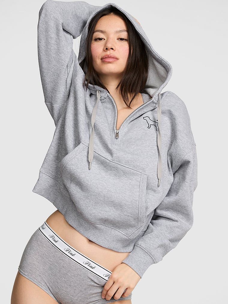 Hanorac cu glugă și fermoar scurt Campus Fleece