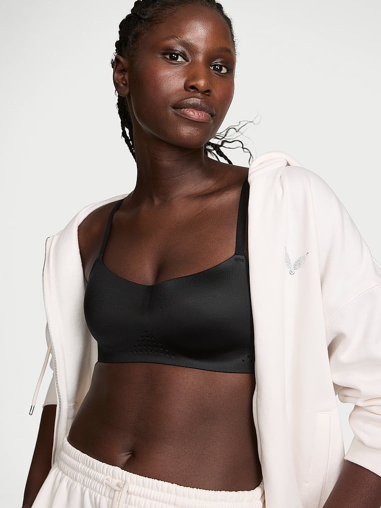 Sutiene sport realizat din material lucios VSX Featherweight Light GlossyTech. Produsul este negru și provine din colecția VSX.