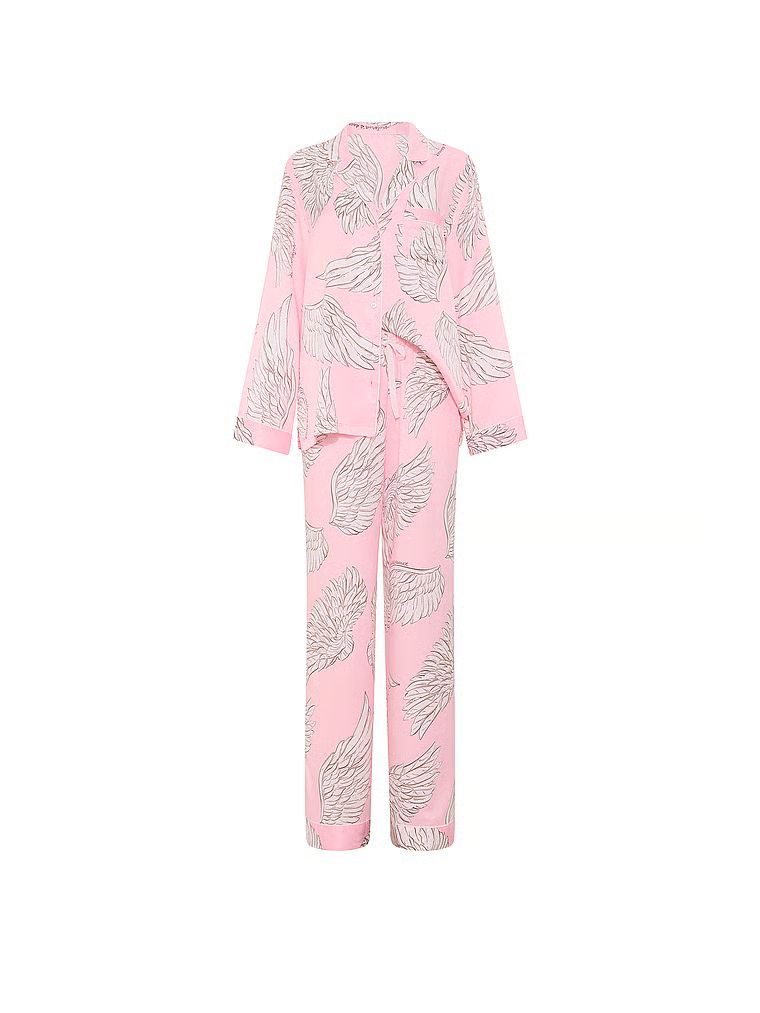 Pijamale semnătură din satin cu mâneci lungi. Produsul are o culoare cu model și provine din colecția Victoria's Secret.