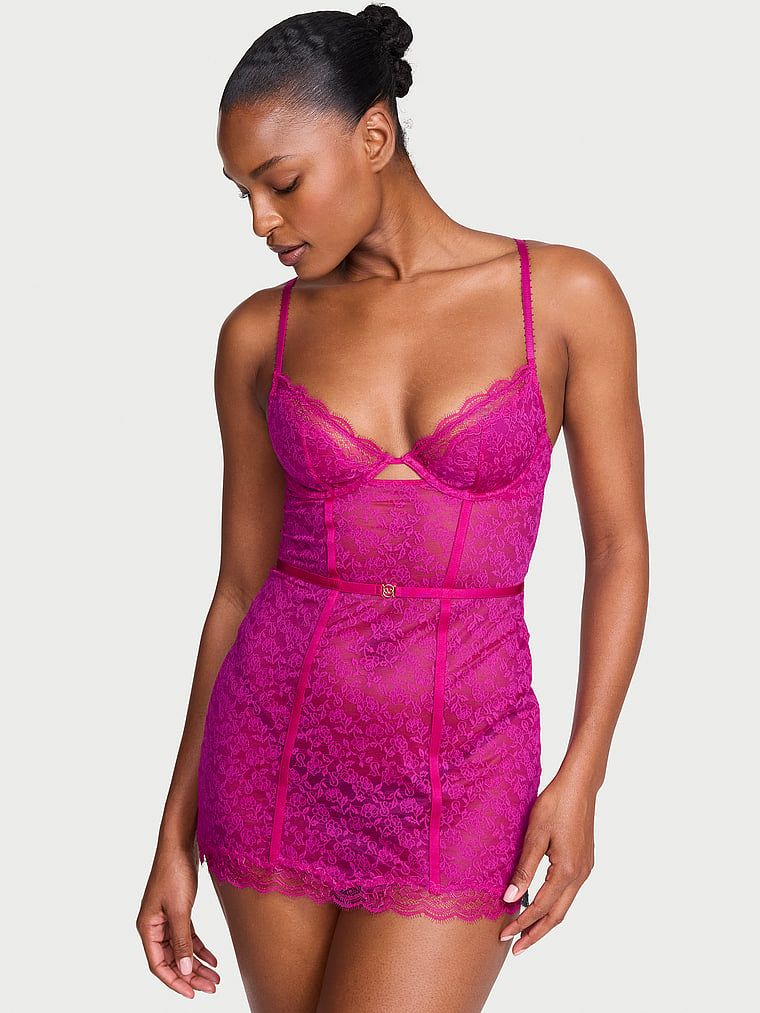 Victoria's Secret Rochie mini tip Slip Tease cu cupe, din dantelă